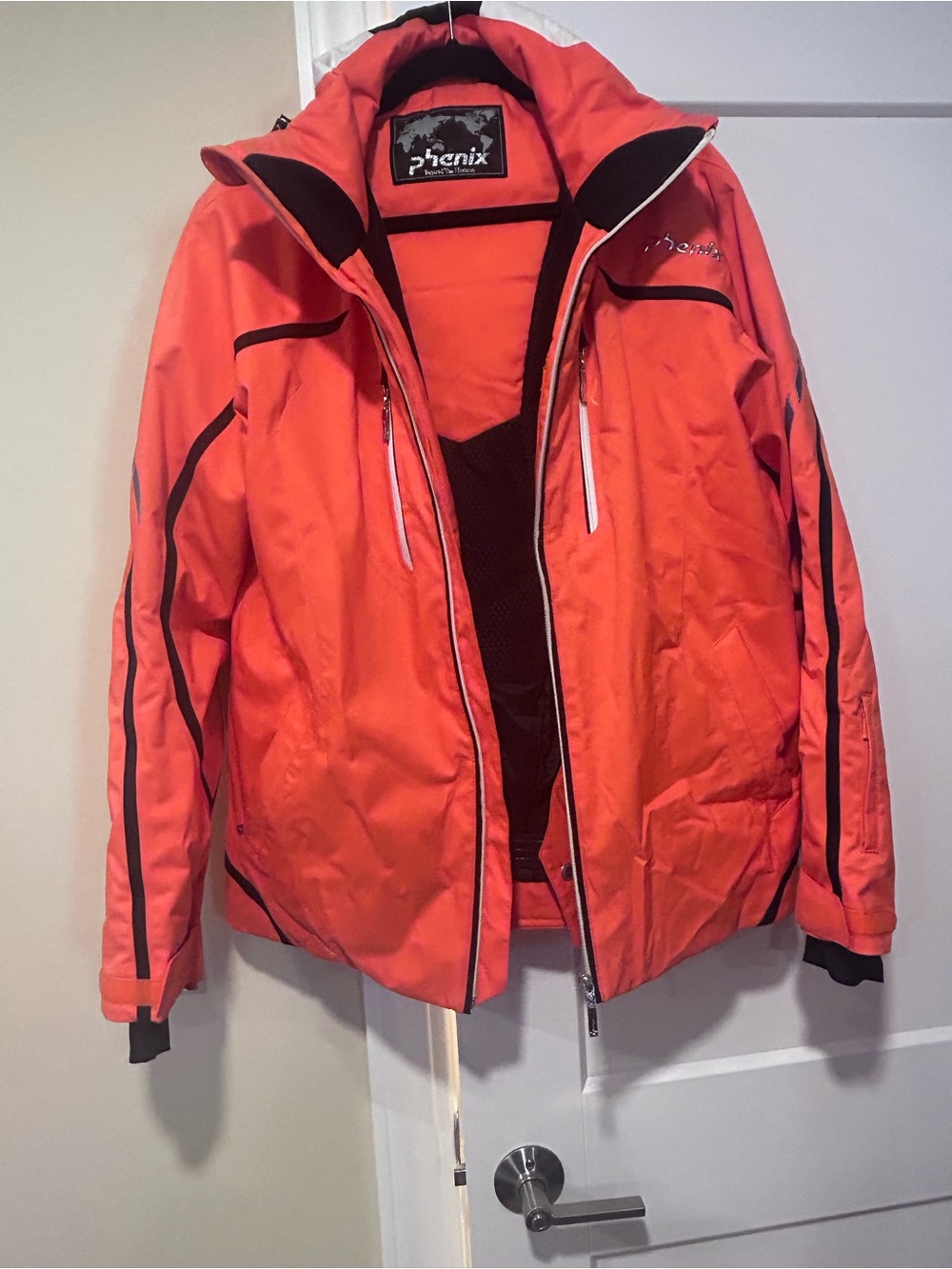 Phenix Men's Coral Orange Ski Jacket with Black Trim